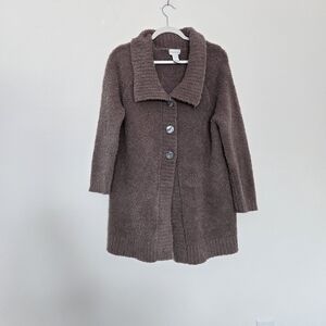 Soft Surroundings Cozy Brown/Taupe Button-Up Cardigan Soft and Warm | Large